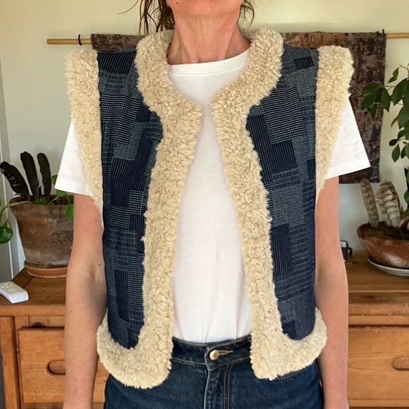 Amente indigo Japanese boro patchwork Vest - Picture 7 of 11